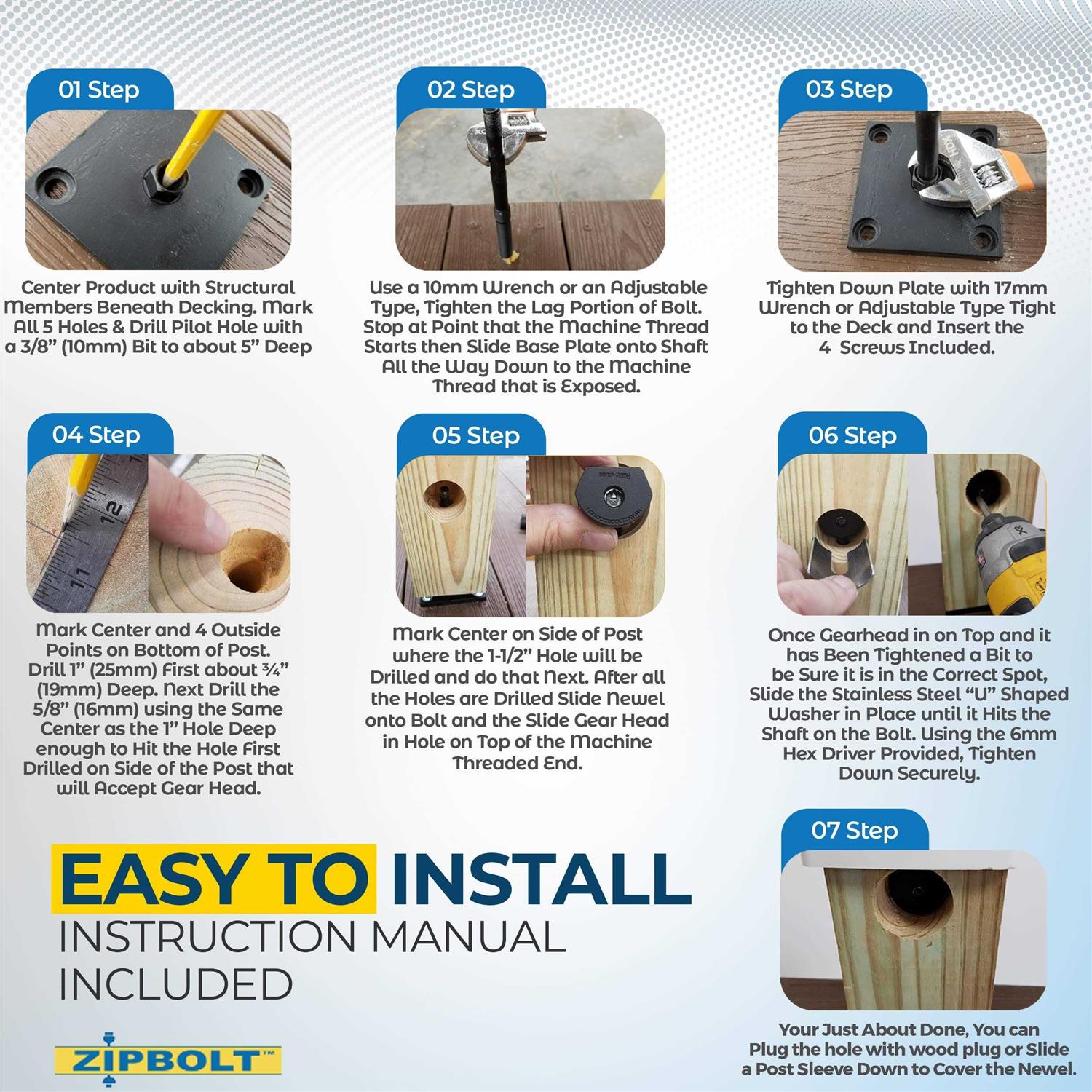 zipbolt 17.800 xt exterior post anchor for anchoring surface mount exterior posts to decking, patios, and verandas - Image 5