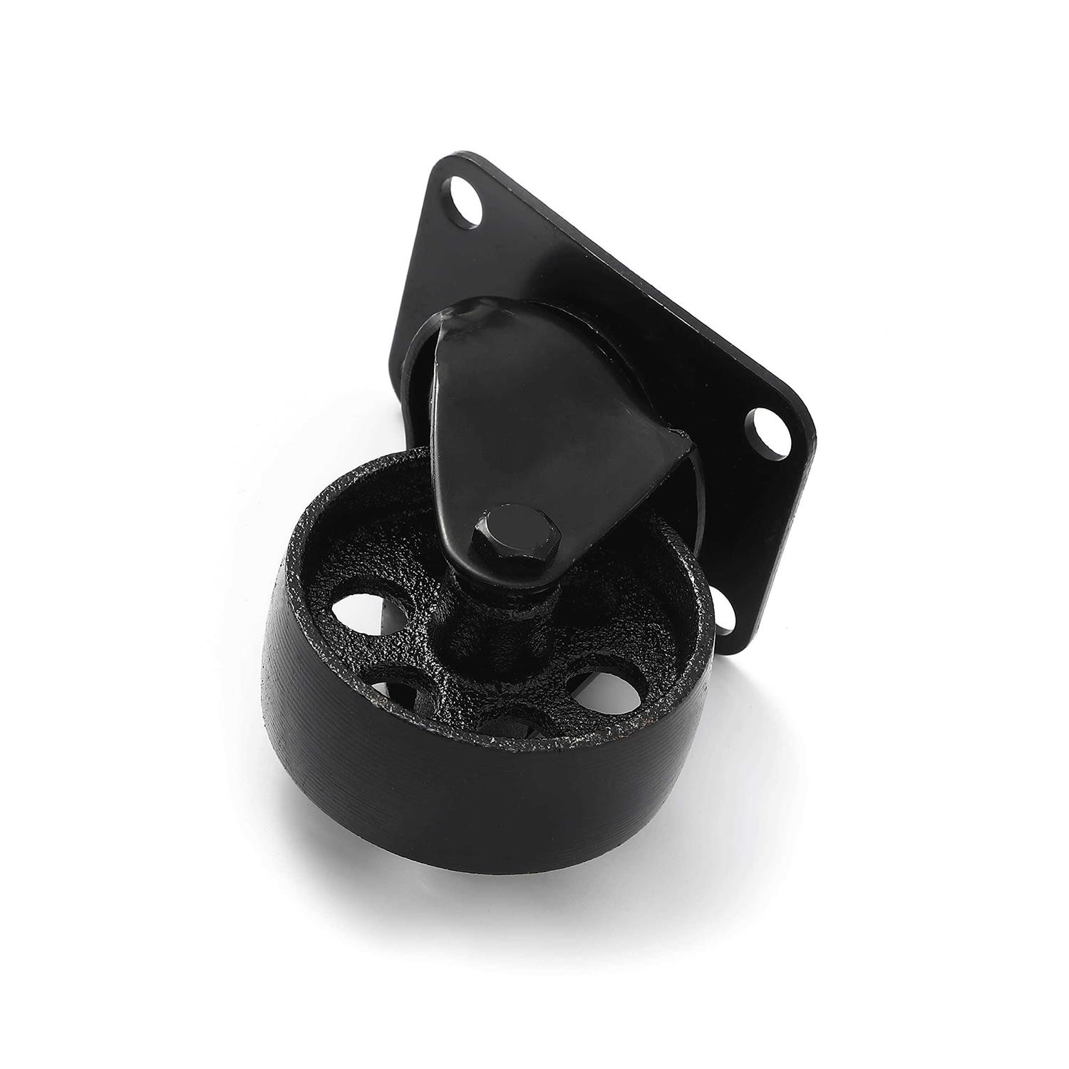 Factorduty 4 All Black Metal Swivel Plate Caster Wheels w/Brake Lock Heavy Duty High-Gauge Steel - Image 4