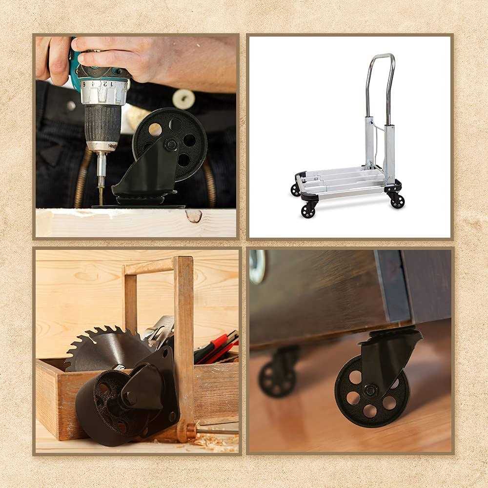 Factorduty 4 All Black Metal Swivel Plate Caster Wheels w/Brake Lock Heavy Duty High-Gauge Steel - Image 5