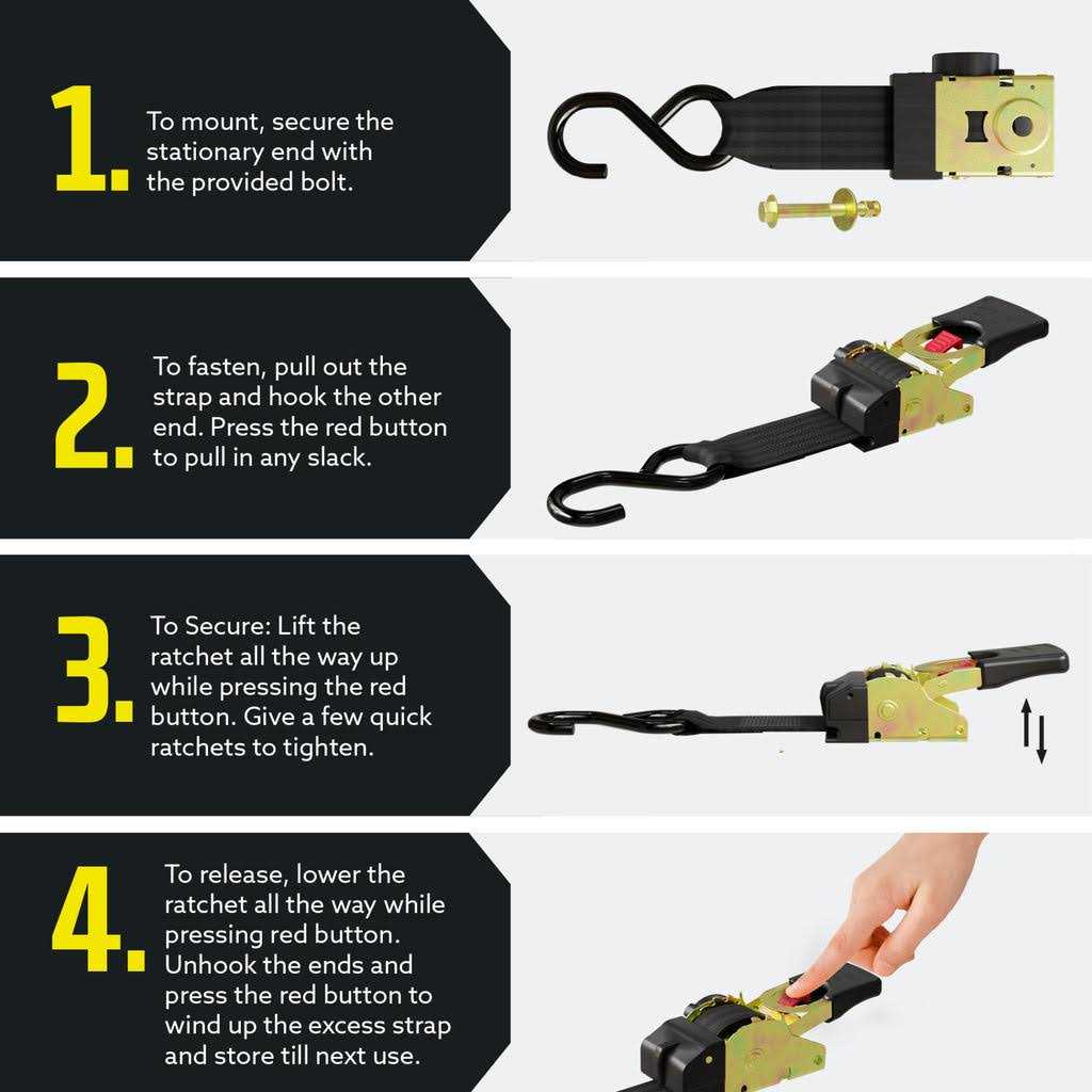 DC Cargo Bolt-on Auto Retractable Ratchet Straps 2 Inch x 43 Inch - Image 4