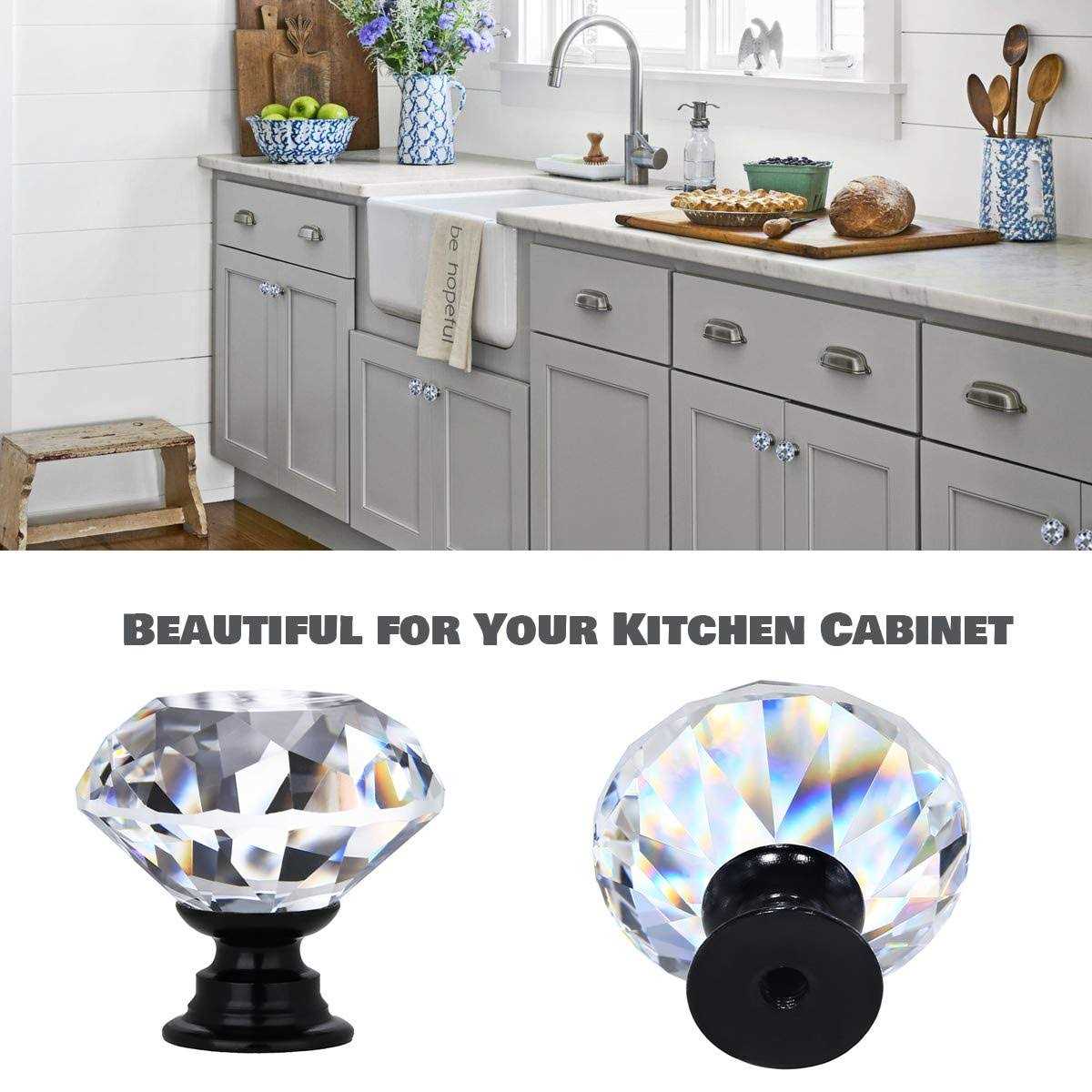 DeELF Outlet deelf 12 PCS Clear Crystal Glass Drawer Cabinet Pulls Knobs Diamond Shape Decorative for Kitchen - Image 3