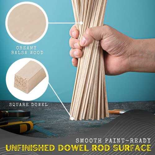 12” x Square Wood Dowel Rods Hardwood Square Sticks for DIY Projects - Image 3