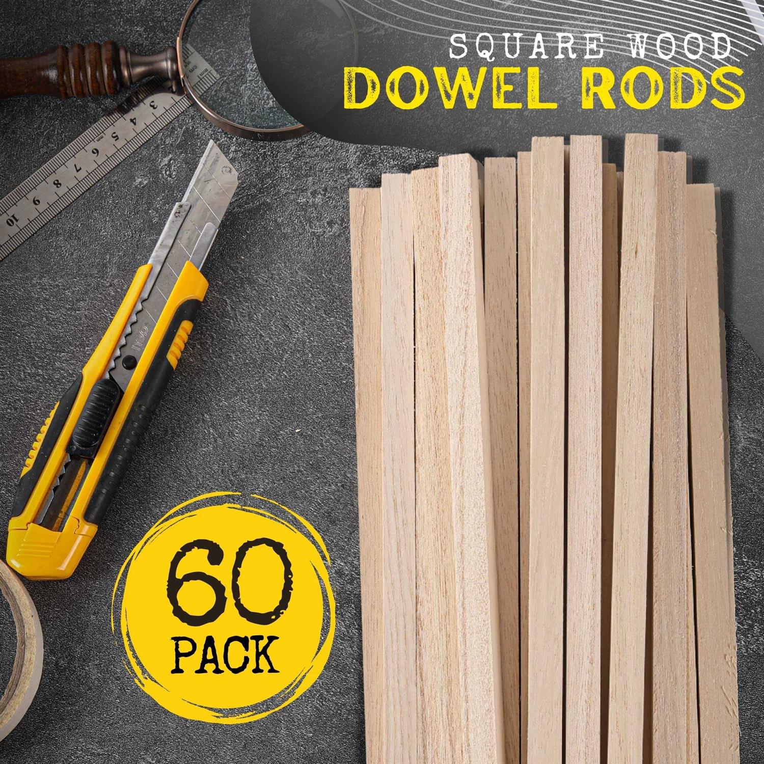 12” x Square Wood Dowel Rods Hardwood Square Sticks for DIY Projects - Image 4