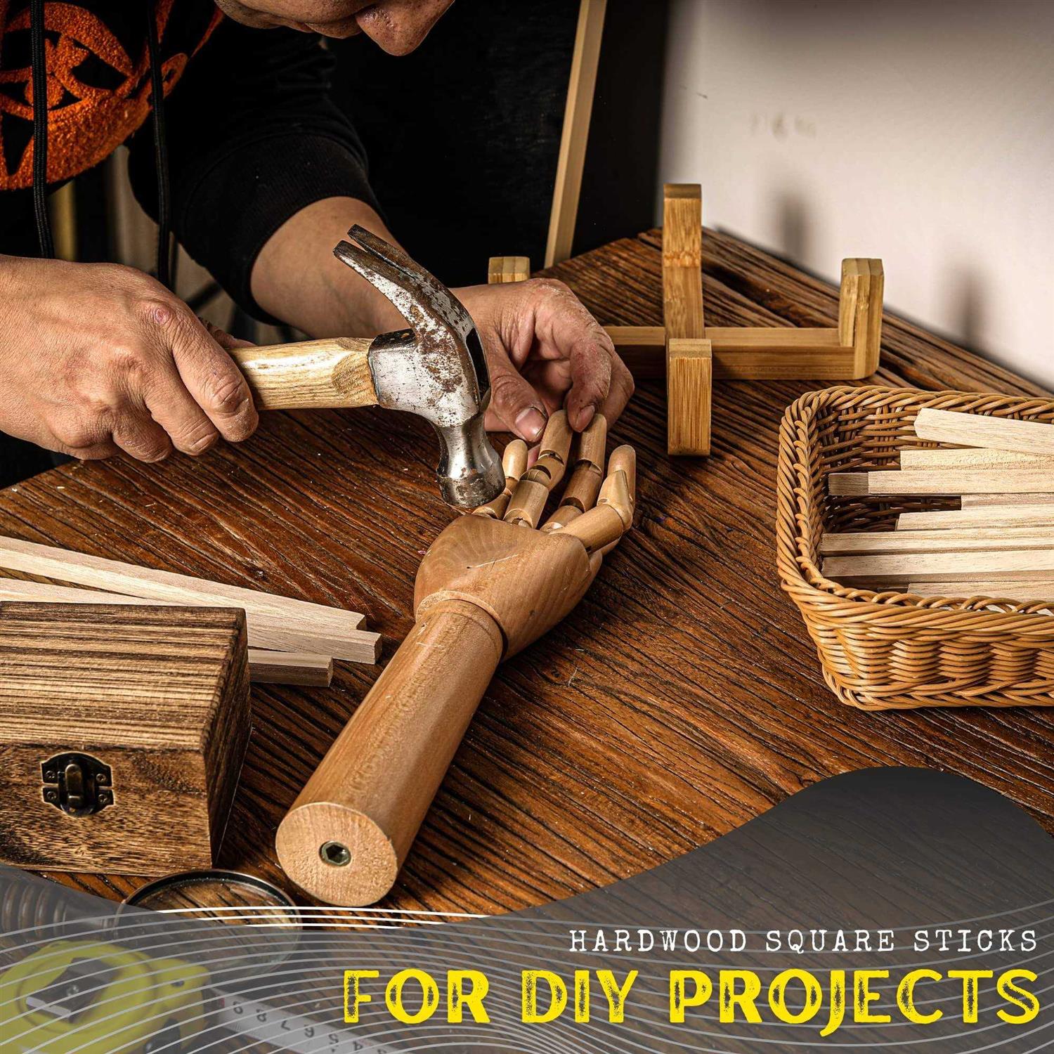 12” x Square Wood Dowel Rods Hardwood Square Sticks for DIY Projects - Image 5