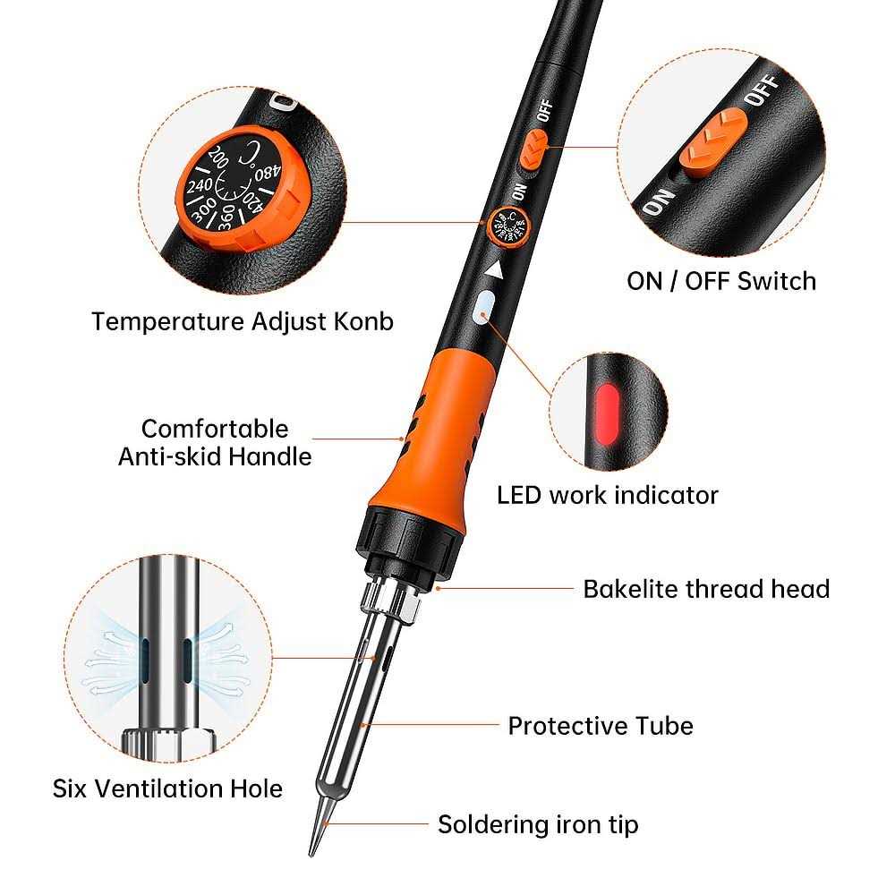 MEAKEST Soldering Iron Premium Kit 60W Soldering Gun with Ceramic Heater 12-in-1 Soldering Tool - Image 3