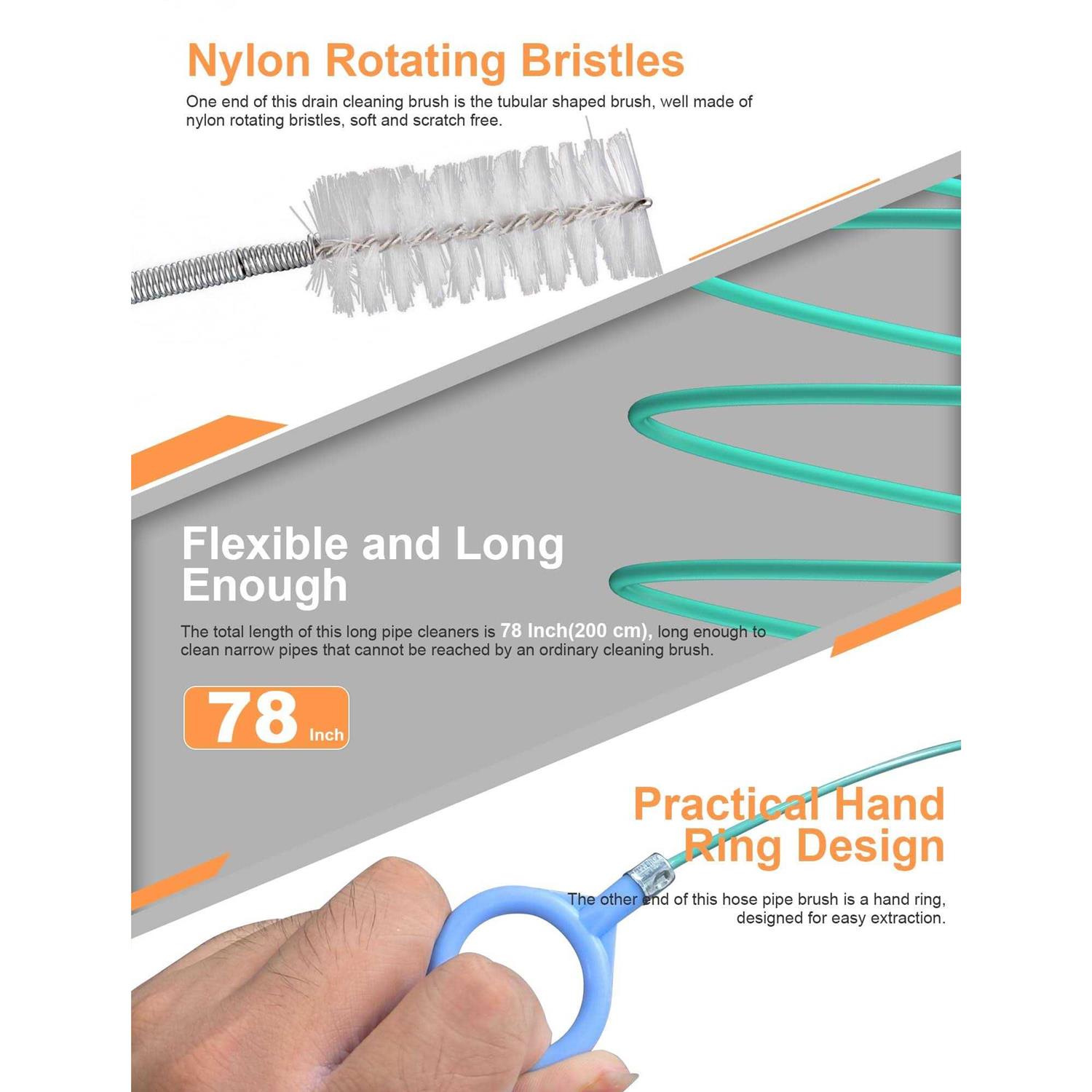 Evoultes Auto Sunroof Drain Cleaning Tool 78 Inch Flexible Drain Brush Long Pipe Cleaners for Car - Image 5