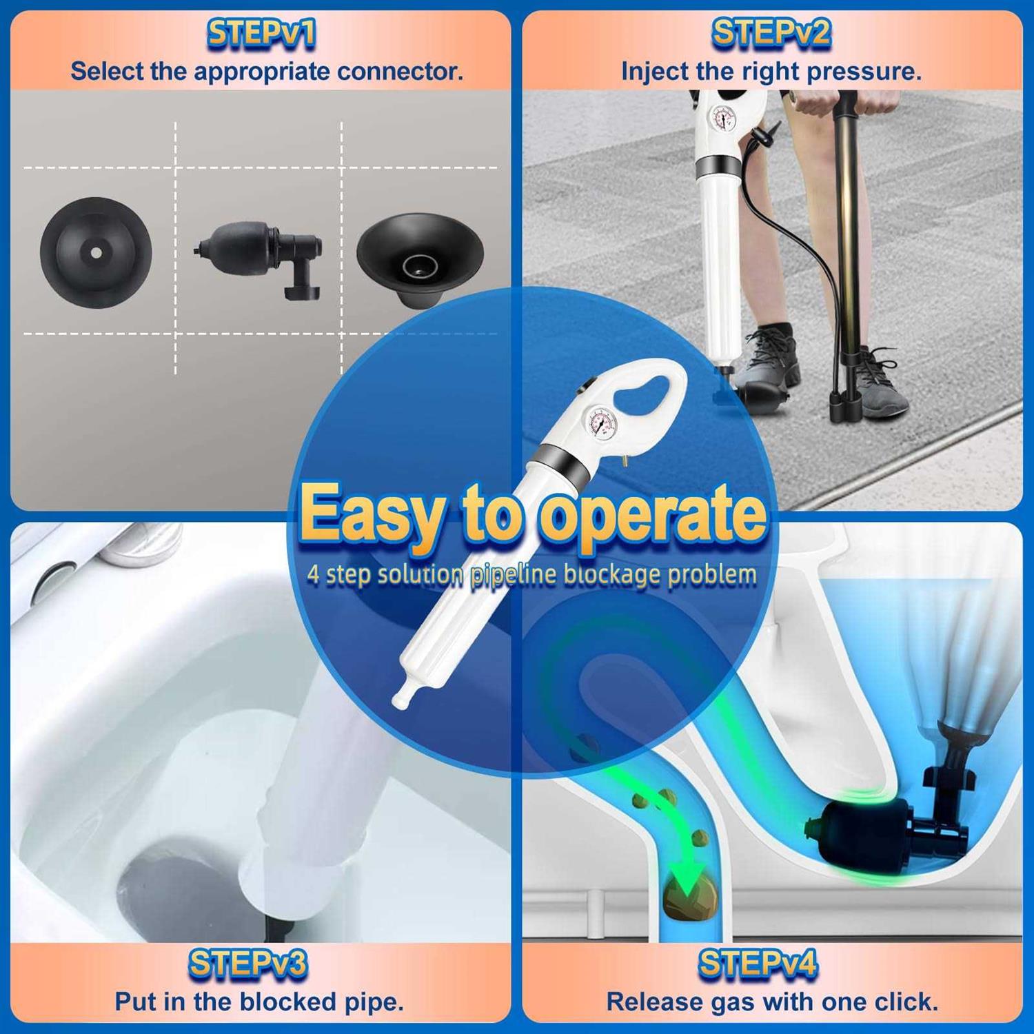 FEIYABDF Bathroom Electric High Pressure Air Toilet Plunger for Unclogging Pipes - Image 5