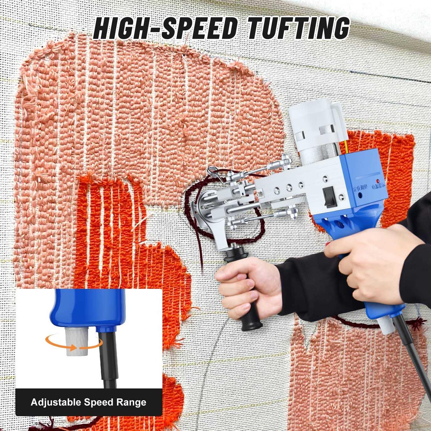 FancyBant Tufting Gun,2 in 1 Cut Pile & Loop Pile Electric Tufting Gun Starter Kit,Rug Making Kit for Beginners,5-45 Stitches/s High Speed Rug - Image 3
