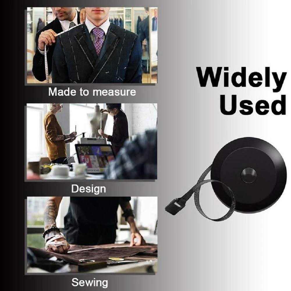 GDMINLO Soft Tape Measure Retractable Measuring for Body Fabric Sewing Tailor Cloth Knitting Craft Weight Loss Measurements Retractable Black Dual S - Image 3