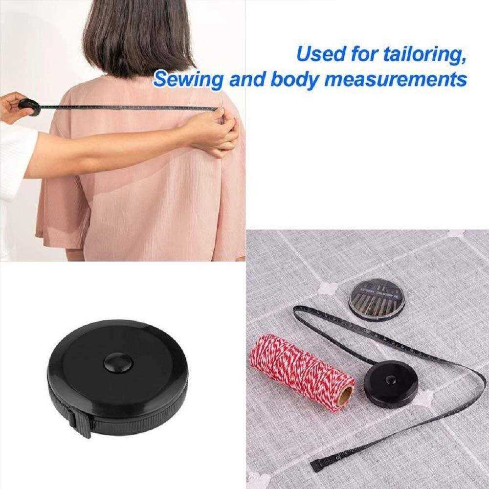 GDMINLO Soft Tape Measure Retractable Measuring for Body Fabric Sewing Tailor Cloth Knitting Craft Weight Loss Measurements Retractable Black Dual S - Image 4