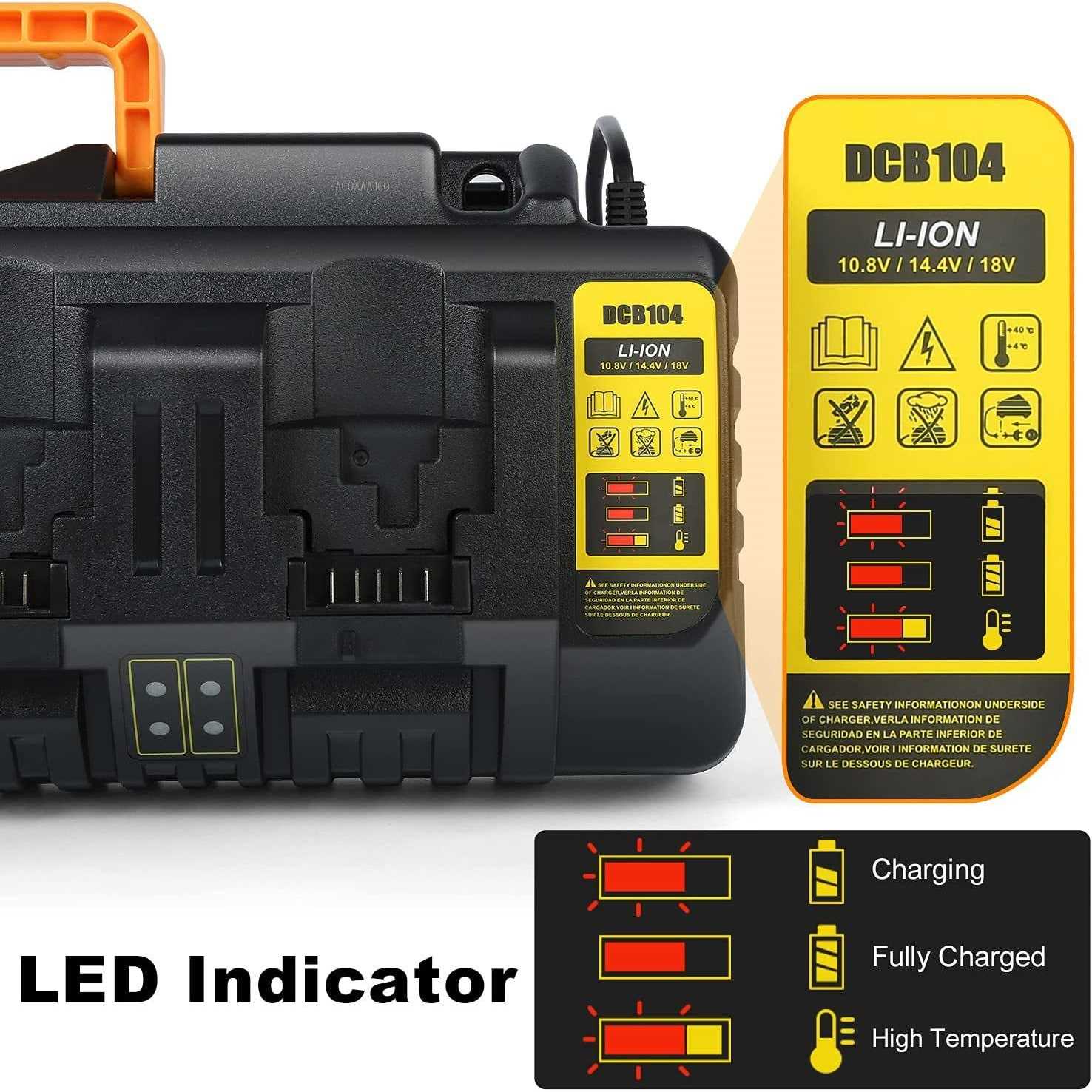 DCB104 Battery Charger Replacement for Dewalt Battery Charger DCB102 DCB118 - Image 5