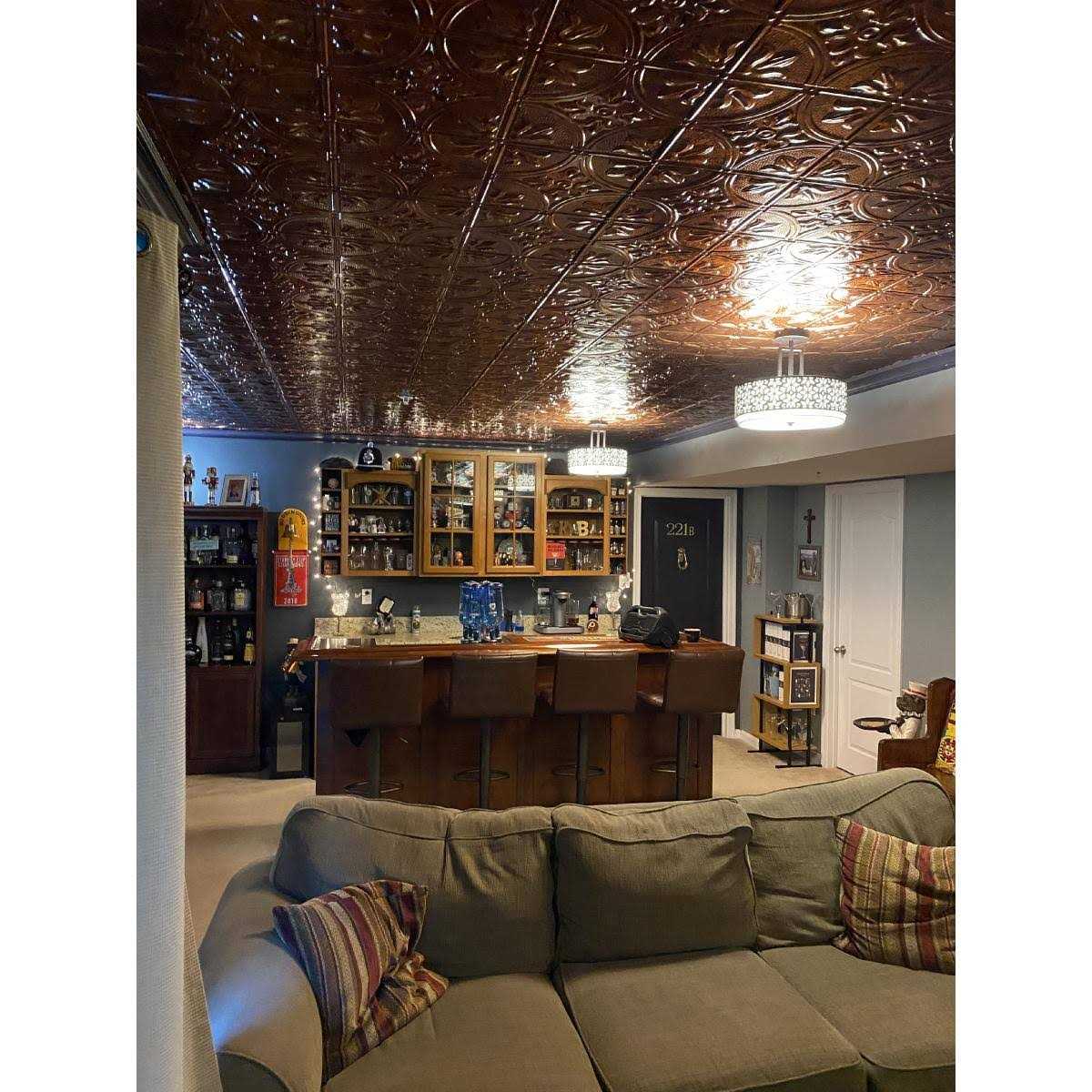 Fasade Traditional Pattern/Style #2 Decorative Vinyl 2ft x 4ft Glue Up Ceiling Tile - Image 3