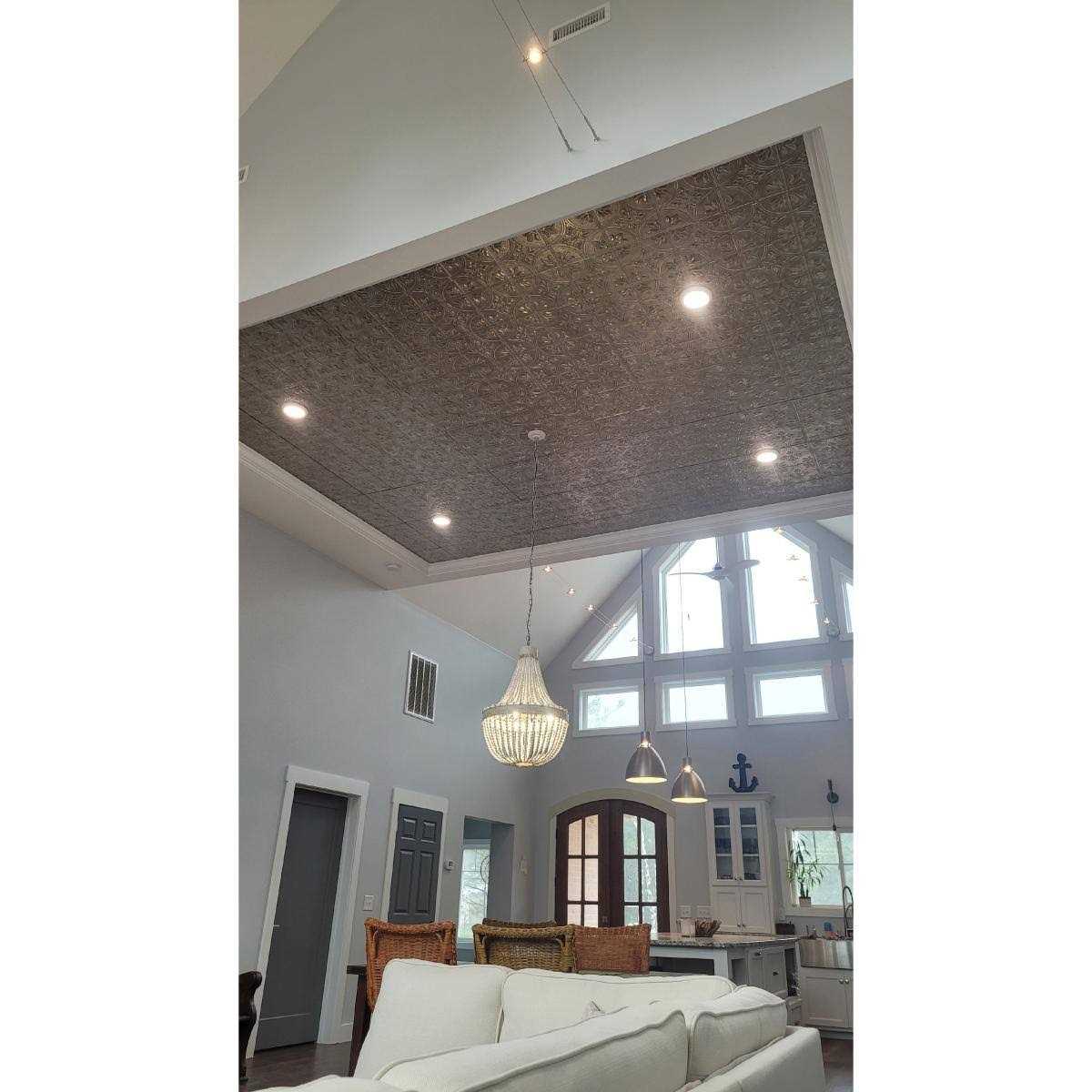 Fasade Traditional Pattern/Style #2 Decorative Vinyl 2ft x 4ft Glue Up Ceiling Tile - Image 4