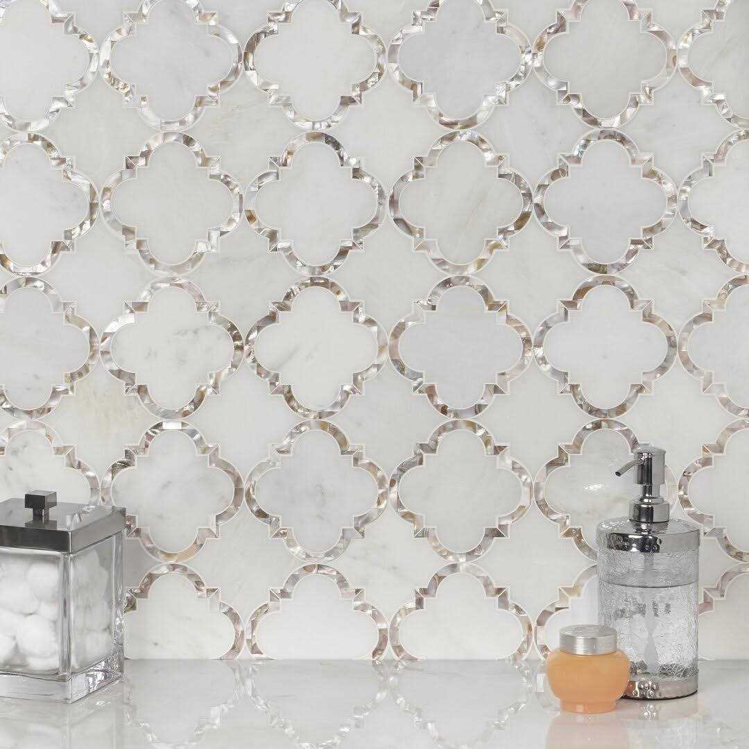 Ivy Hill Tile Veil Diana White 13.8 in. x 13.8 in. Polished Marble Mosaic Tile - Image 2