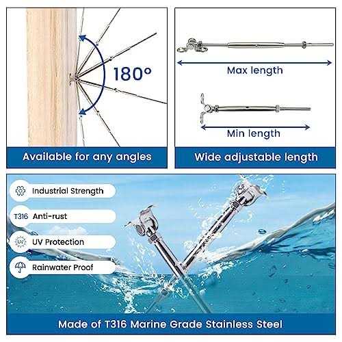 Muzata T316 Swage Toggle Turnbuckle Hardware Angle 180° Adjustable for Post MZZ0202 - Image 2