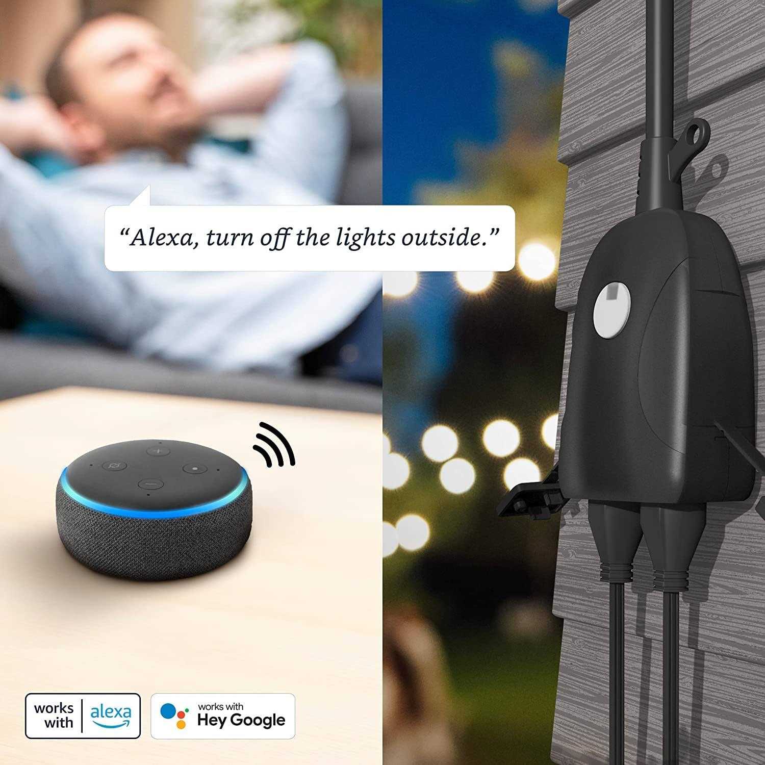 Feit Electric Smart Dual Outdoor Plug, WiFi Waterproof Plug, Grounded Sockets, Compatible with Alexa and Google Assistant - Image 3