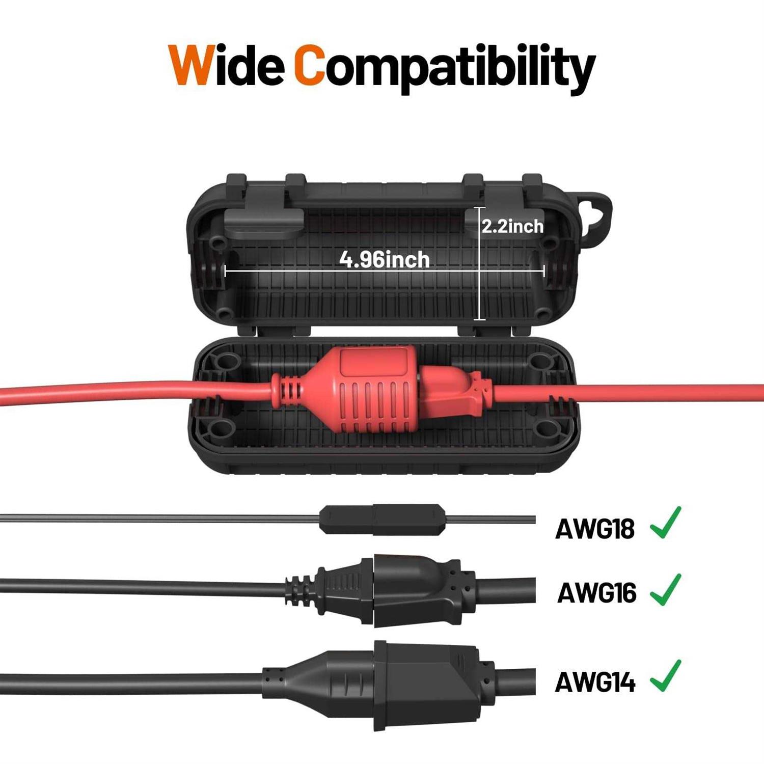 Extension Cord Cover Outdoor Cord Connector Protector IP54 Water-Resistant with 4 Detachable Latch - Image 3