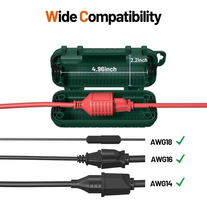 Extension Cord Cover Waterproof Outdoor Cord Connection Protector for Outside with 4 Removable Latches - Image 5