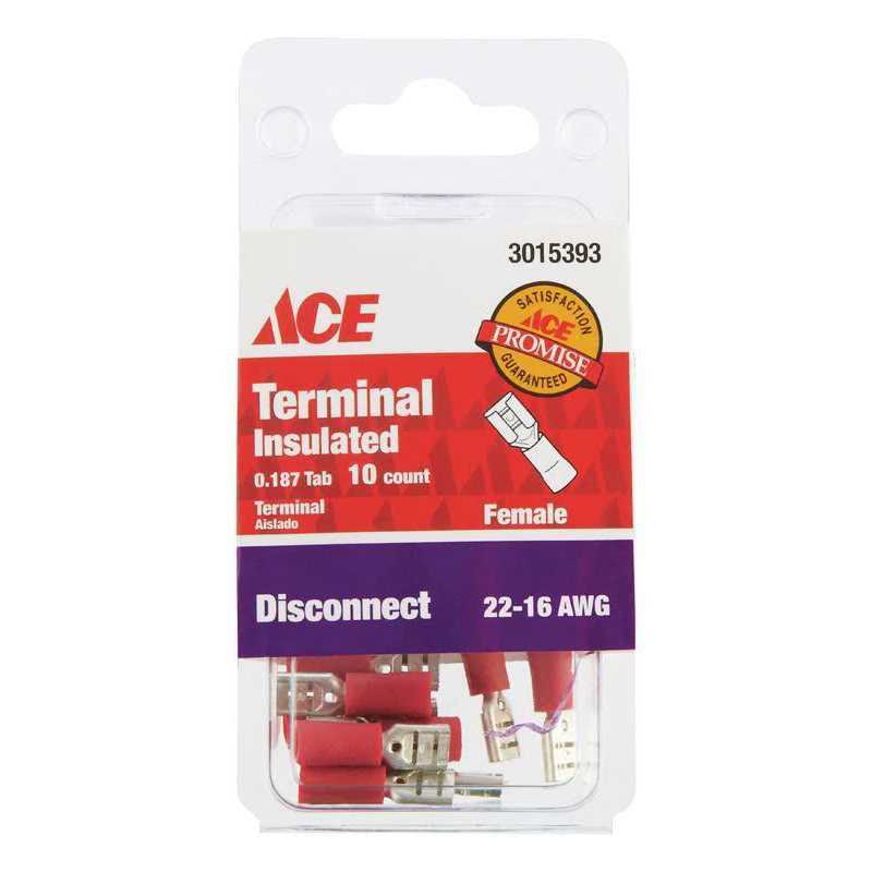 Ace 22-16 AWG insulated Female Disconnect Red 10 pk - Image 3