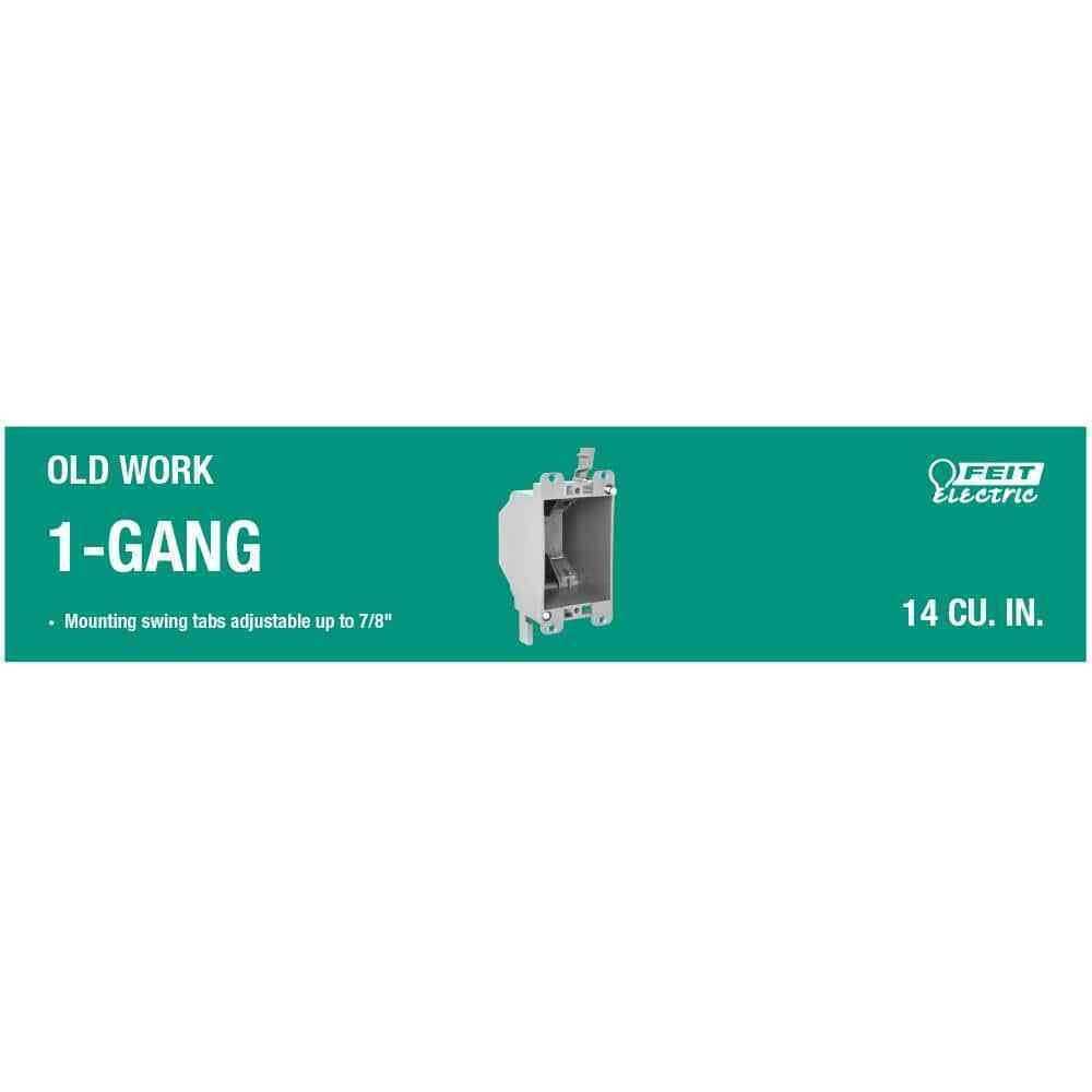 Feit Electric 14 cu. in. PVC Gray 1-Gang Old Work Electrical Outlet Box - Image 3