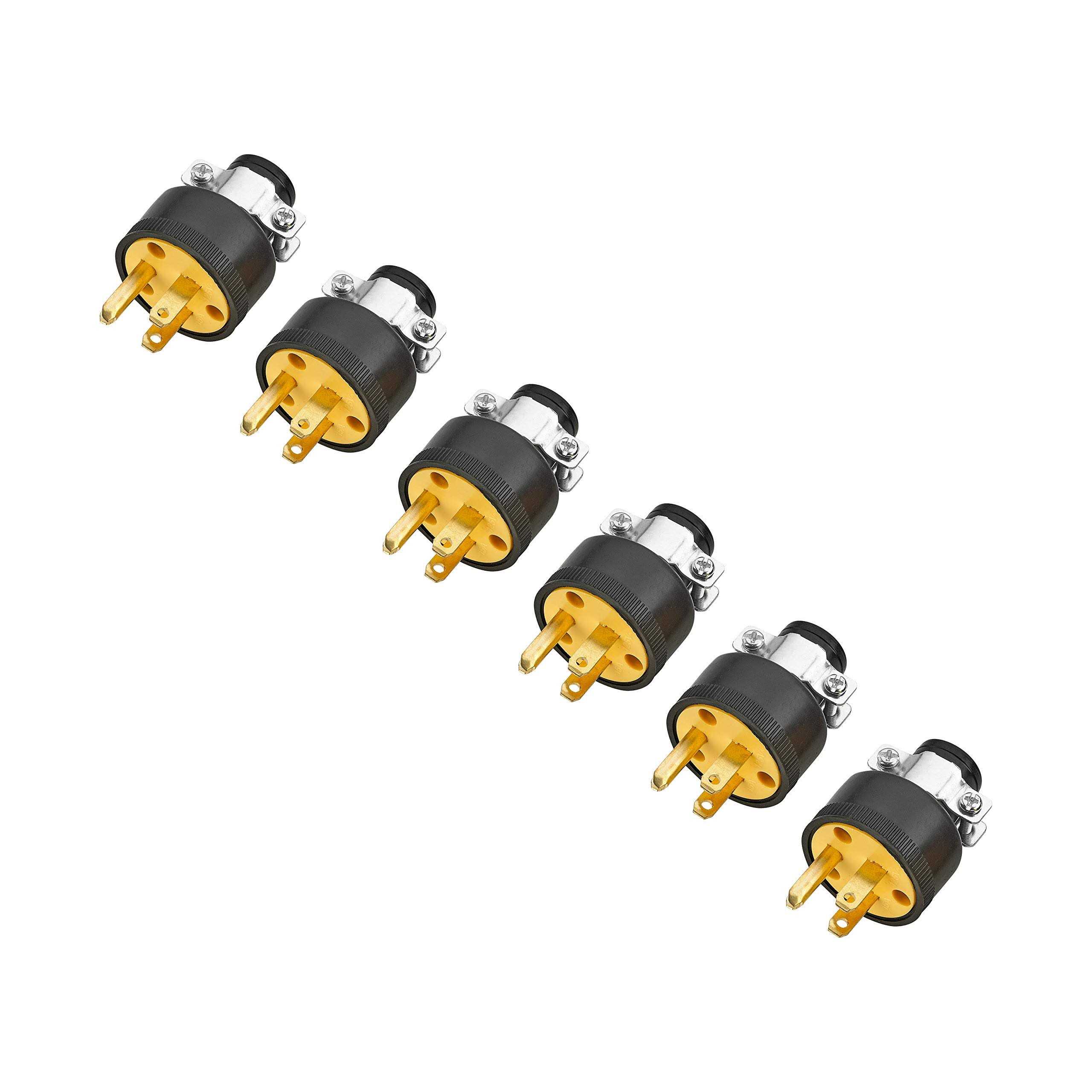 Extension Cord Electrical Wire Repair End 15 Amp 125 Volt 6 Sets Male Female 3-Prong Grounding Replacement Connectors Set - Image 3