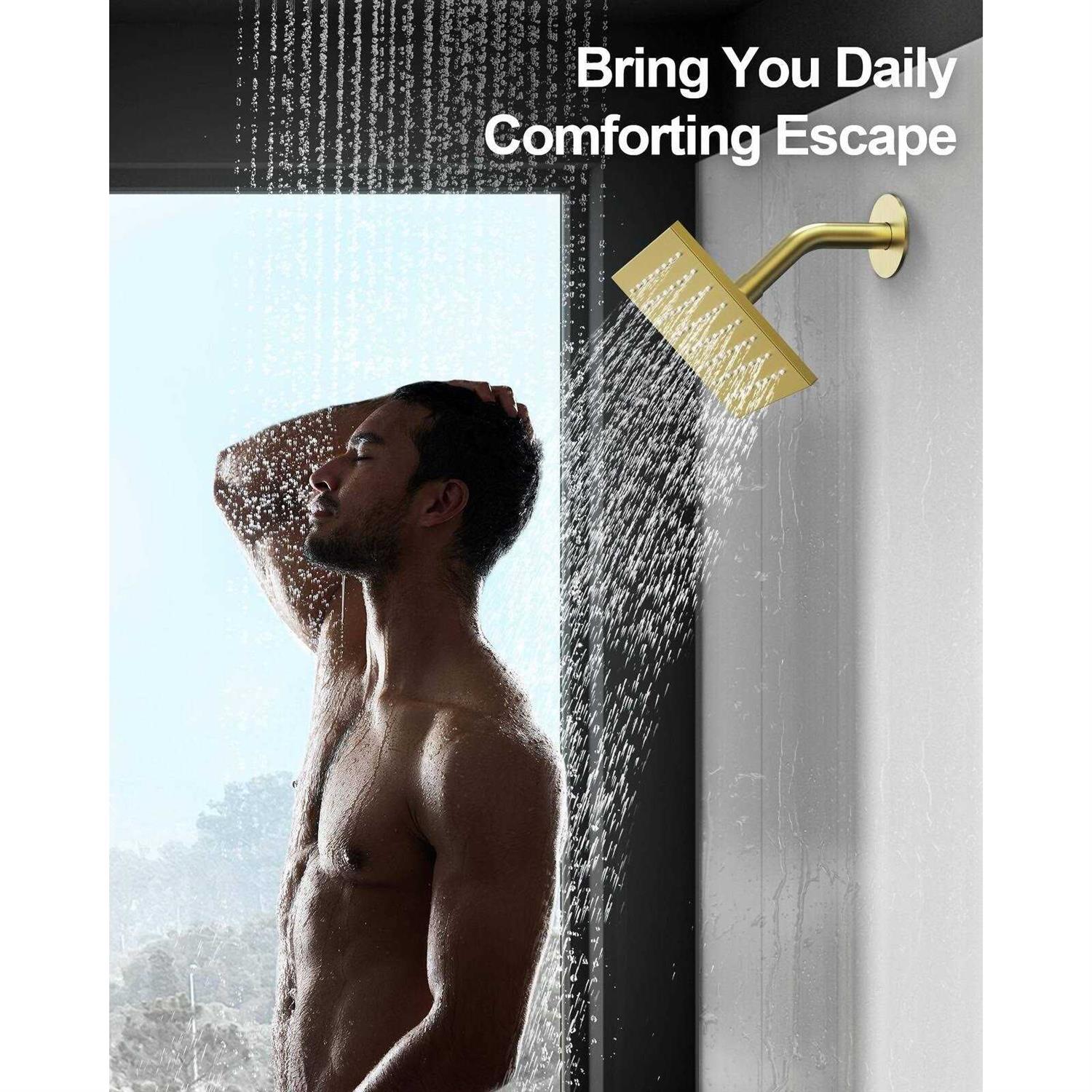 Everstein Dual Heads 12 inch Rainfall & High Pressure 6 inch Shower System w/ 3 Way Thermostatic Faucet - Image 5