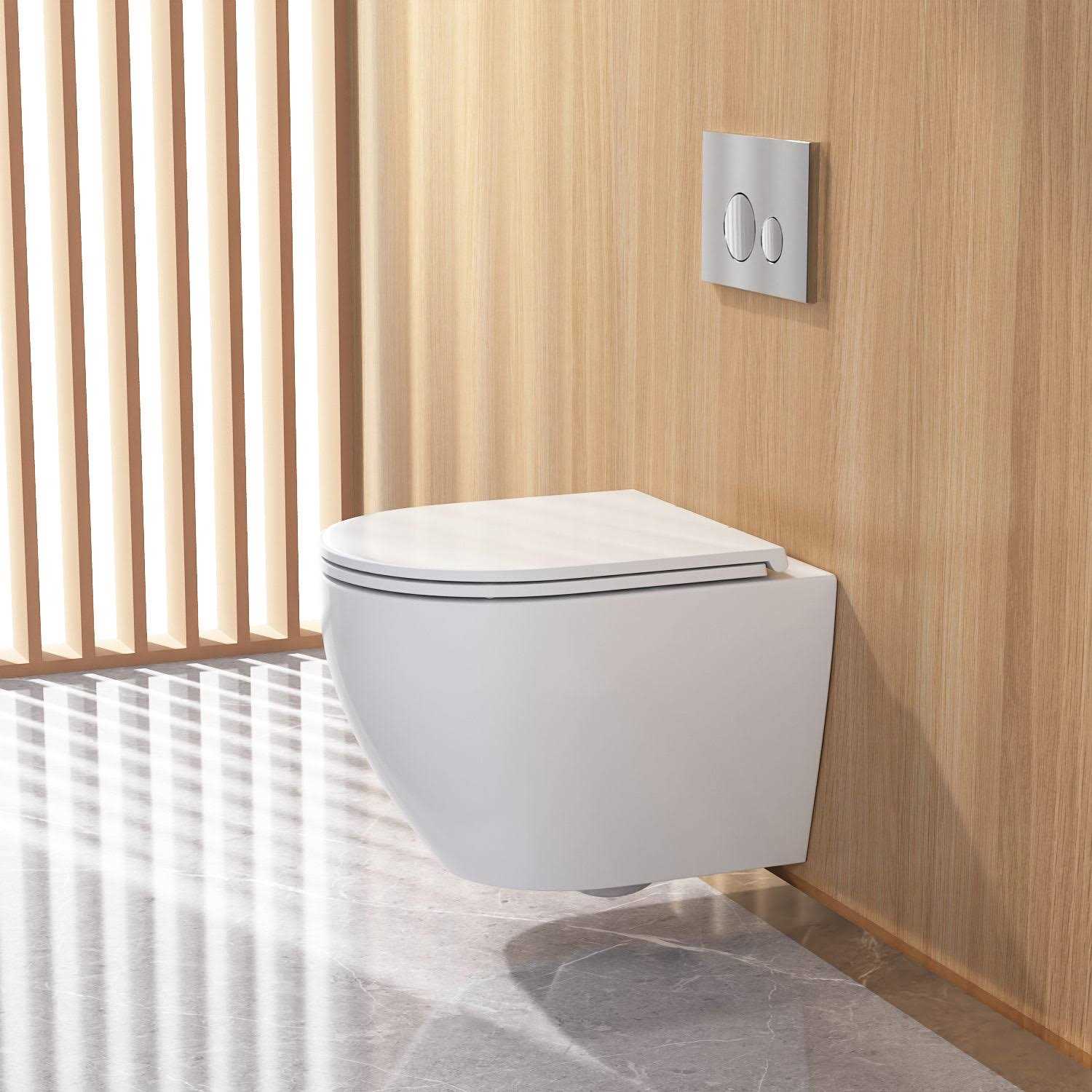 DeerValley Liberty 1-Piece 0.8/1.28 GPF Dual Flush Elongated Wall Hung Toilets - Image 5