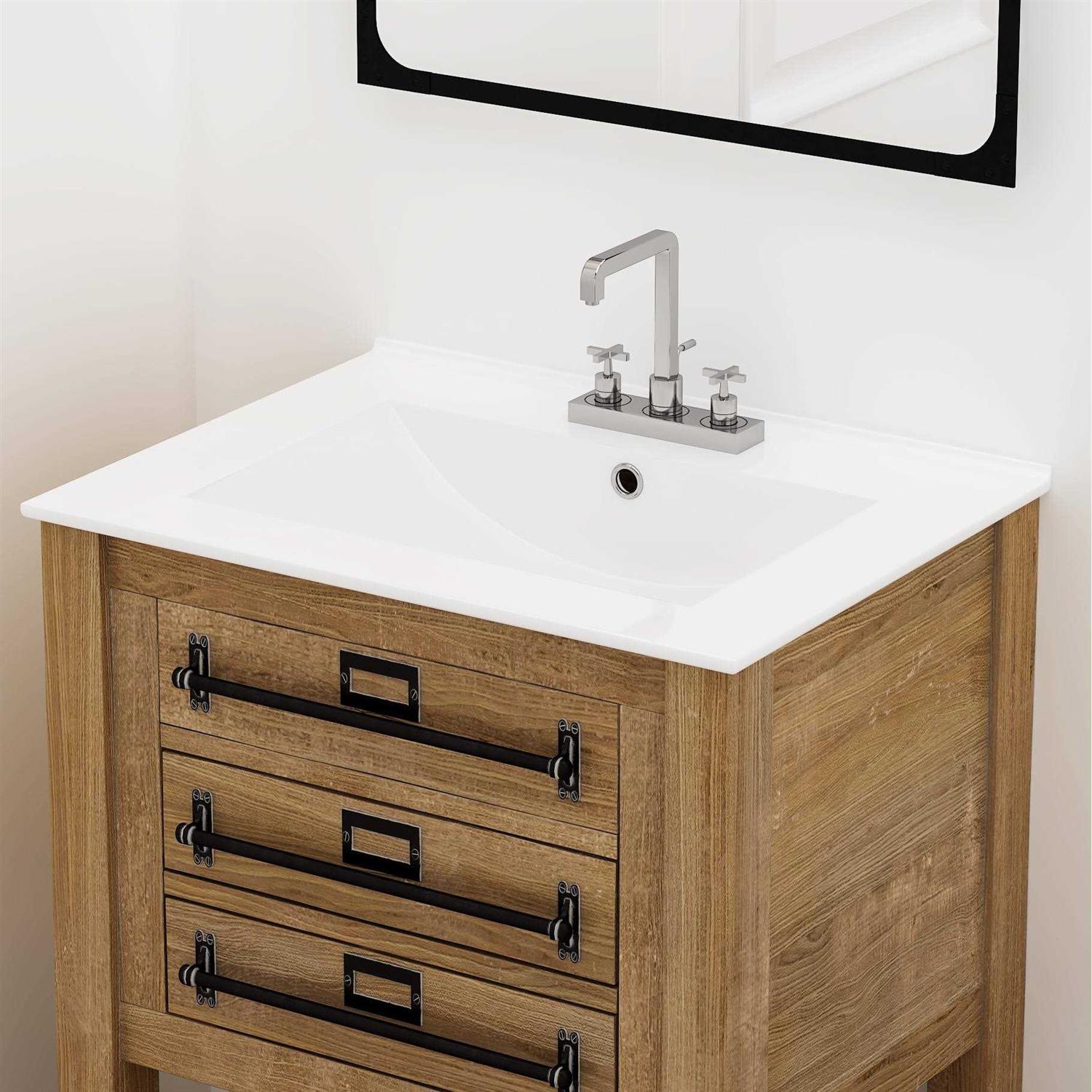 Meje 24x18 inch Drop In Rectanglar 3 Holes Bathroom Sink - Image 3