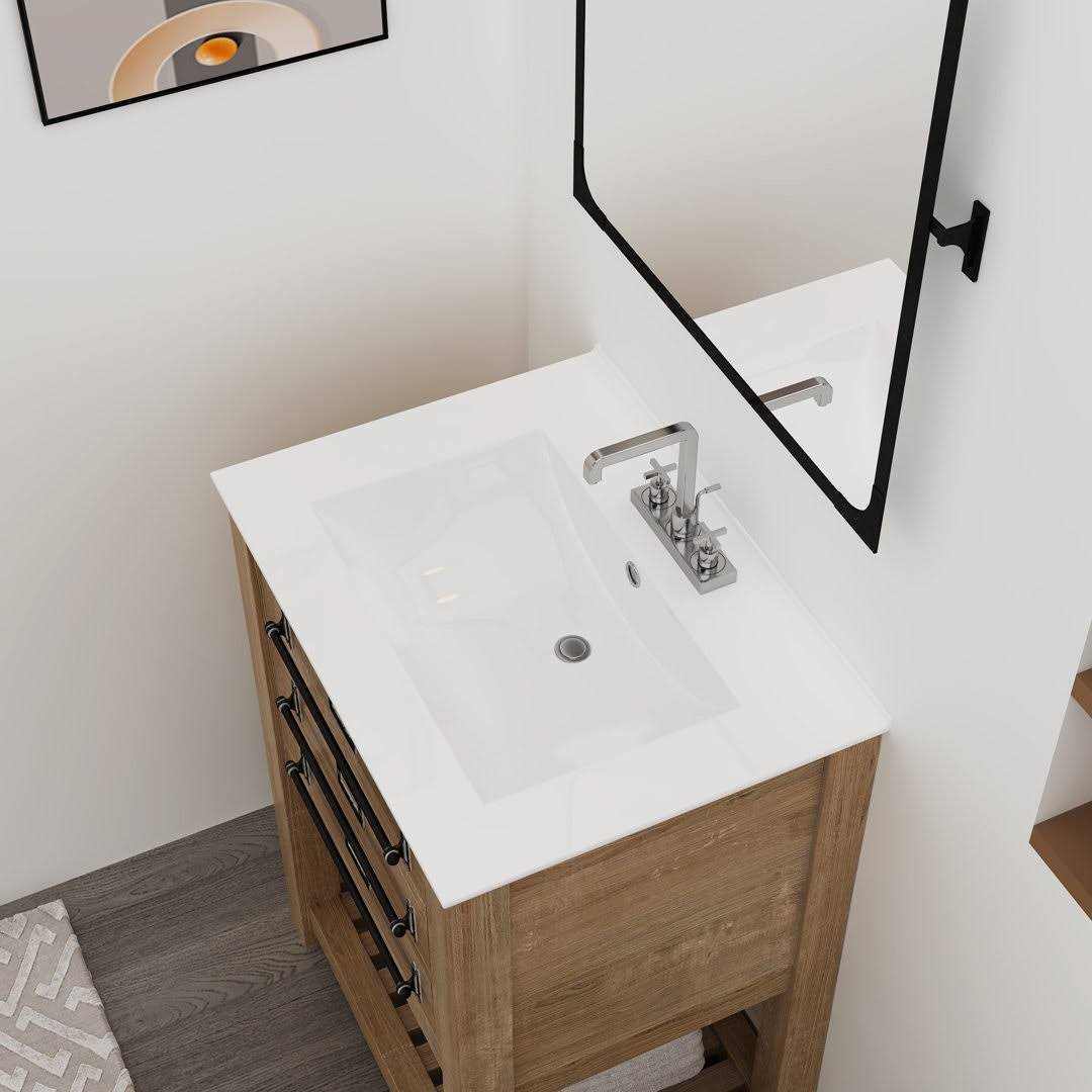 Meje 24x18 inch Drop In Rectanglar 3 Holes Bathroom Sink - Image 5