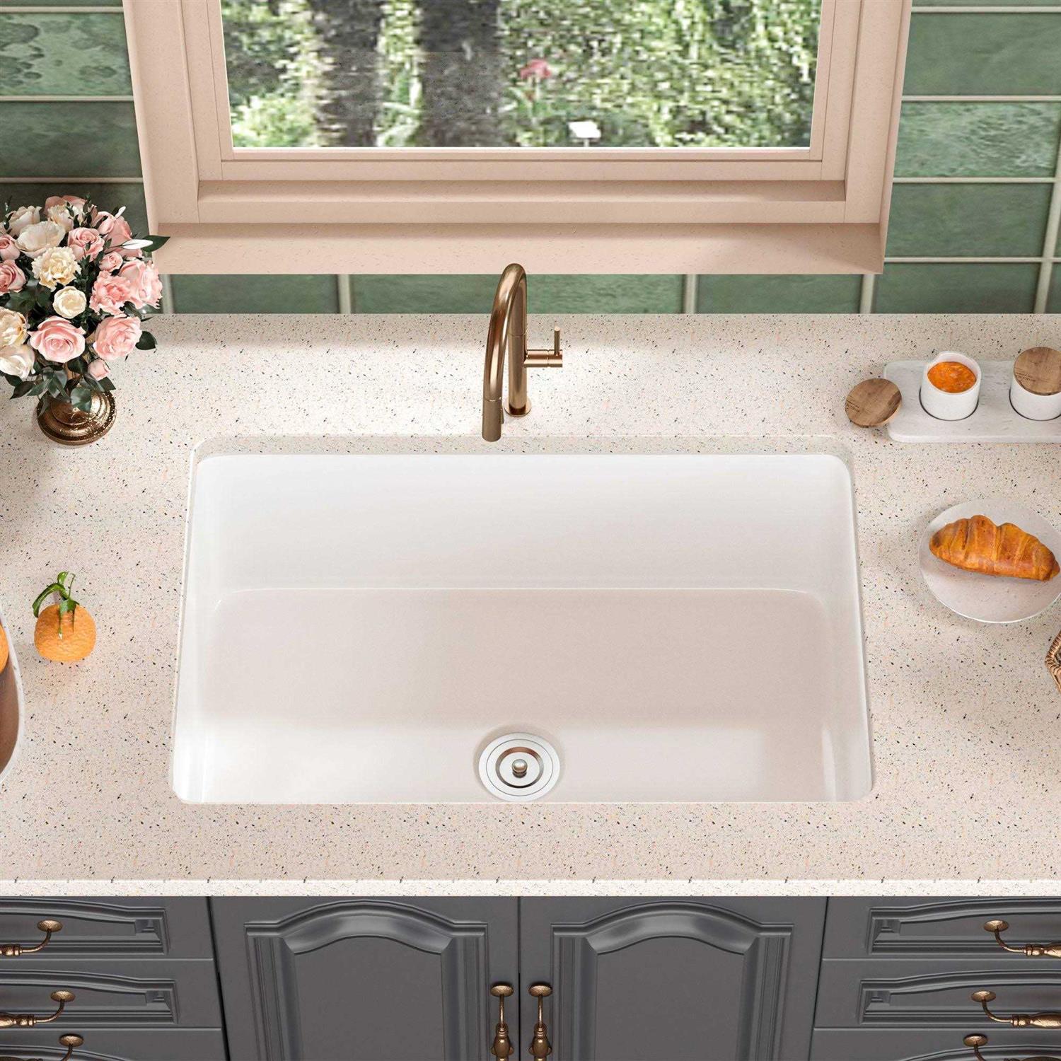 DeerValley Glen 27 x 19 Fireclay Rectangular Undermount Kitchen Sink DV-1K509 - Image 3