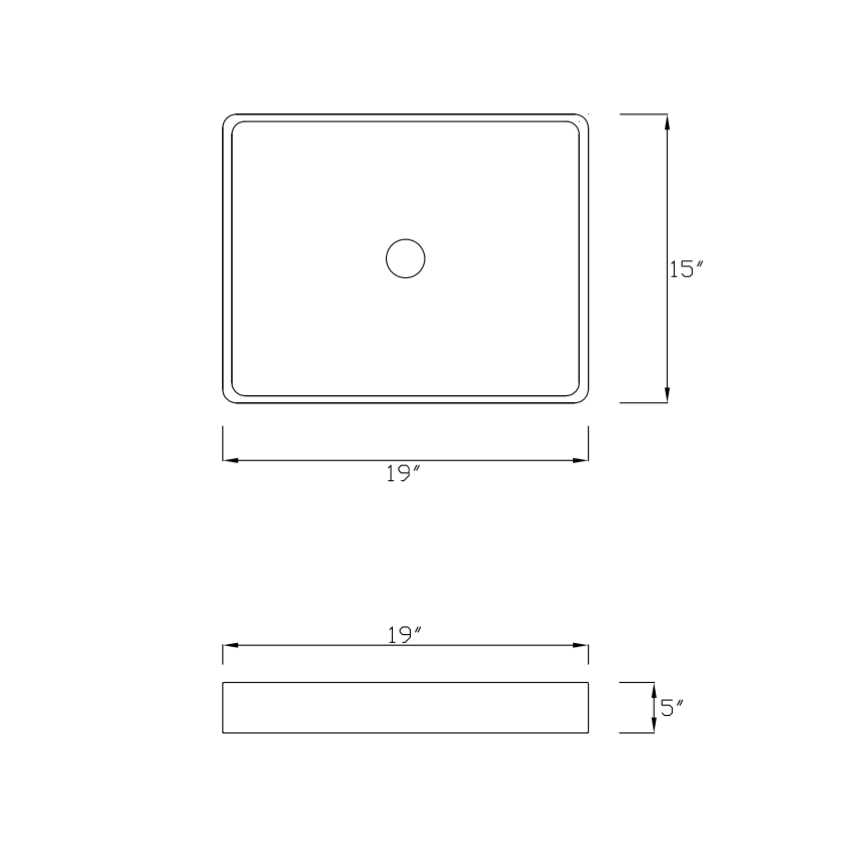 DeerValley Ally 19 Ceramic Rectangular Bathroom Sink Vessel Sink Sink Finish DV-1V031 - Image 3