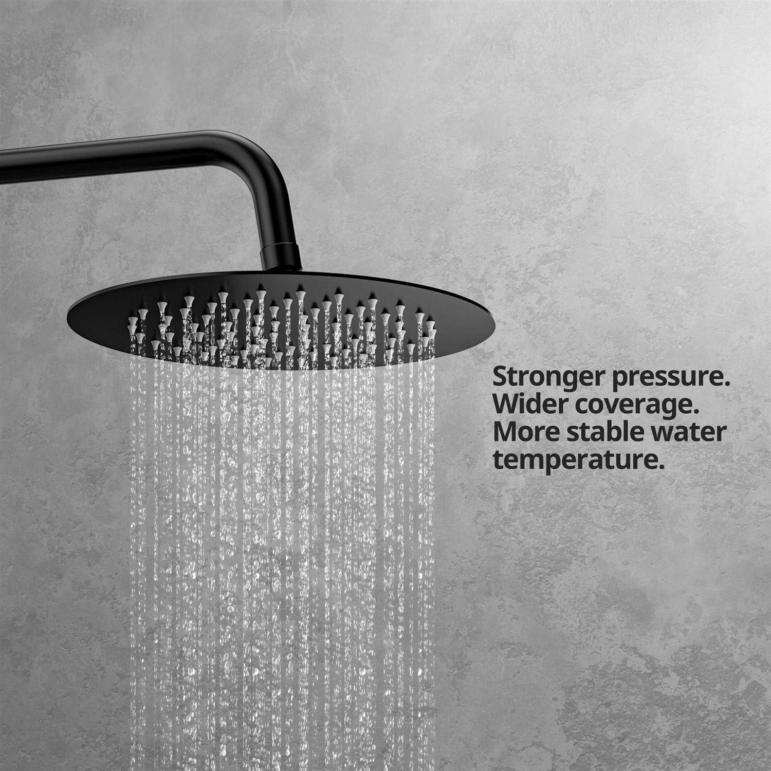 EVERSTEIN 3-Spray Patterns Round Fixed Shower Head 10 6 in. with 2.5 GPM Wall Mount Dual Shower Heads in Matte - Image 3