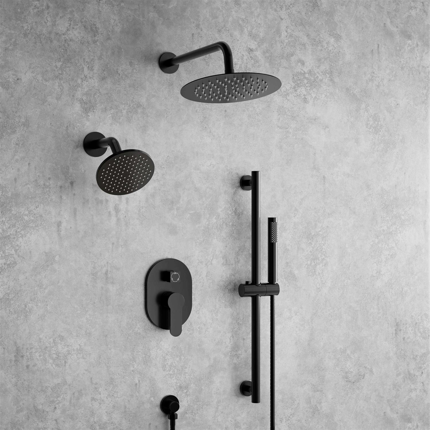 EVERSTEIN 3-Spray Patterns Round Fixed Shower Head 10 6 in. with 2.5 GPM Wall Mount Dual Shower Heads in Matte - Image 4