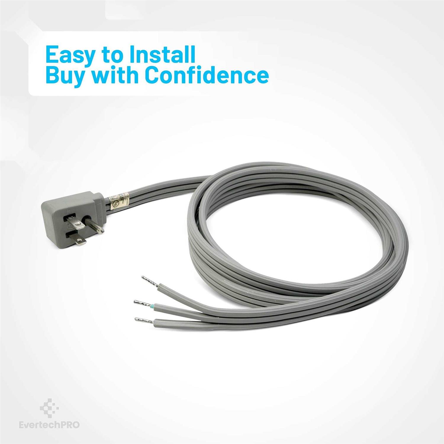 EvertechPRO PM28X329 Dishwasher Installation Kit Dishwasher Hose Kit with 6ft 3-Wire Power Cord Strain Relief and 6' Stainless Steel Connector Hose - Image 4