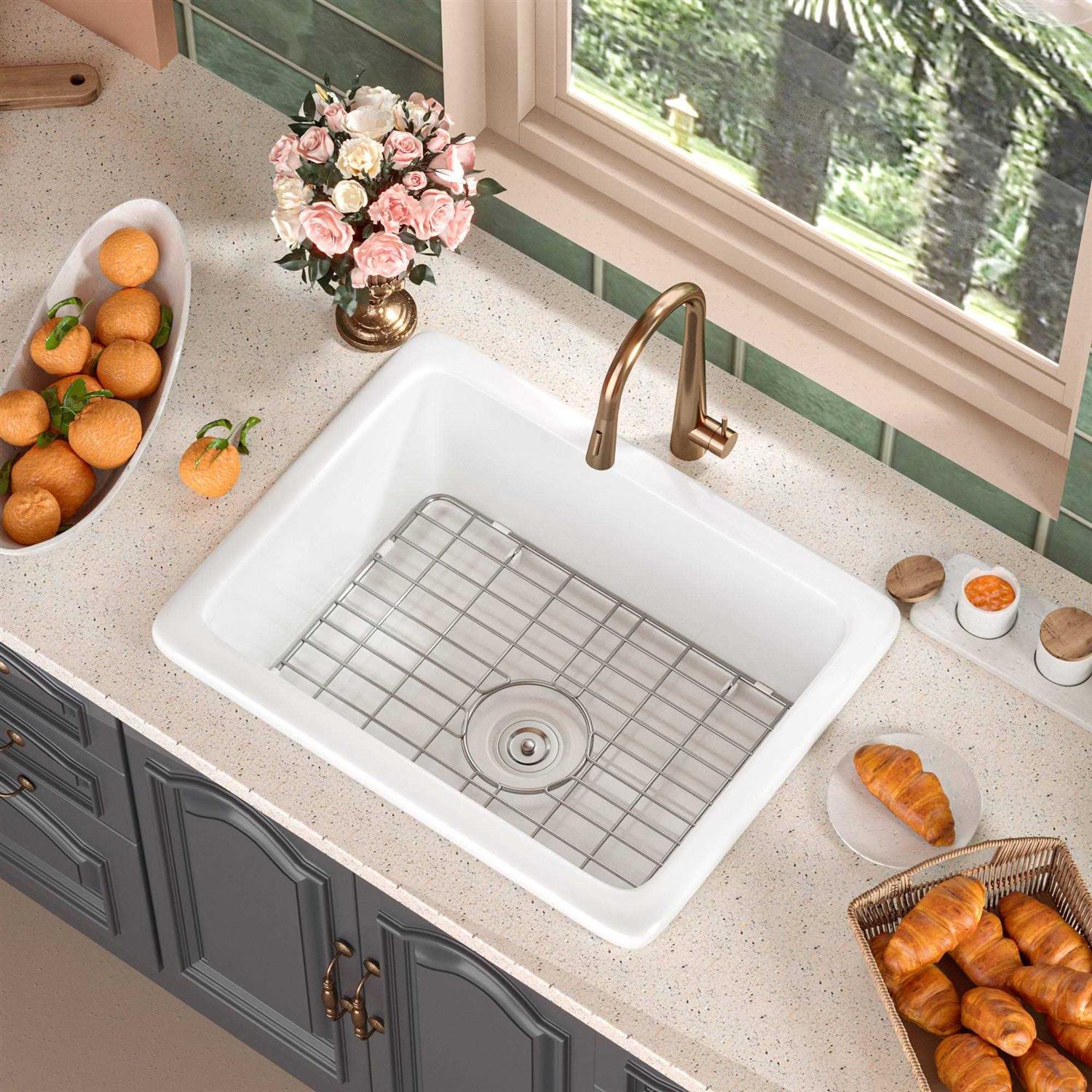 DeerValley Glen 24 x 19 Fireclay Rectangular Undermount Kitchen Sink DV-1K515 - Image 5