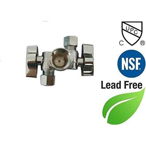 EZ-Fluid 1/2FIP Iron Pipe x 3/8 OD Comp x 3/8 OD Comp Dual Handle 3 Way Angle Stop Water Shutoff Ball Valve - Image 3