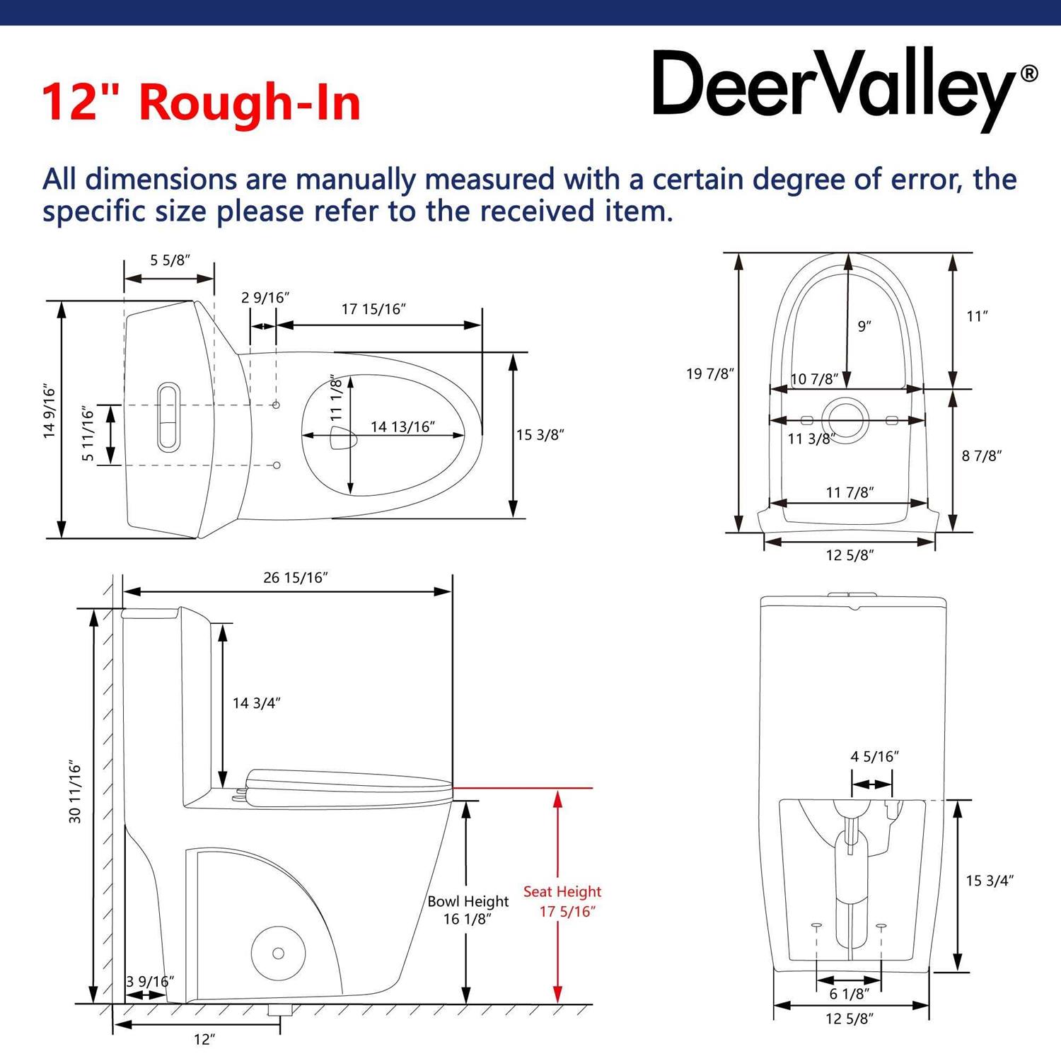 DeerValley DV-1F52102 Ace 1.6 GPF Dual-Flush Elongated One-Piece Toilet - Image 4