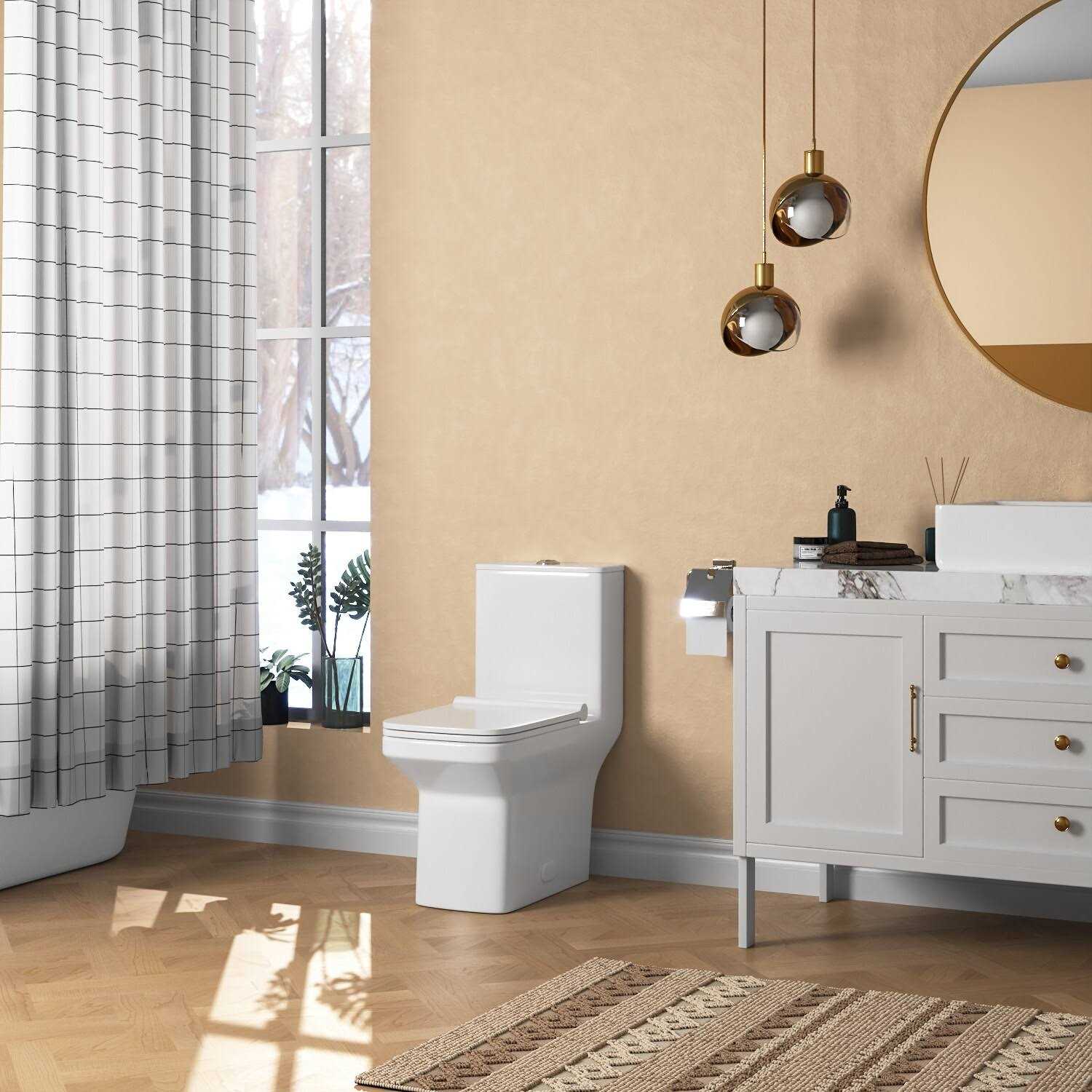 DeerValley Ace One-Piece 0.8/1.28 GPF Dual-Flush Rectangular Floor Mounted Toilet - Image 4