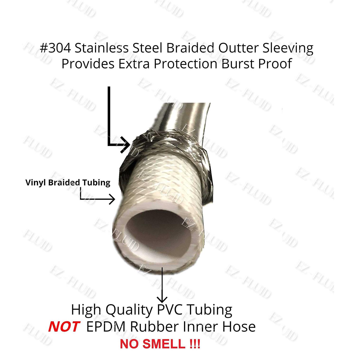 Ez-fluid Plumbing 3/8 Male Compression To 3/8-Inch Female Comp. Stainless Steel Braided Faucet Connector Line Extension - Image 3